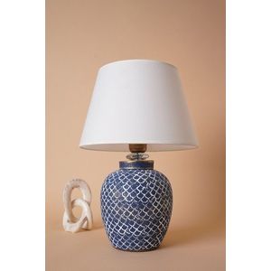 Lampa de masa, Opviq, 687HMY2207, Albastru/Alb imagine