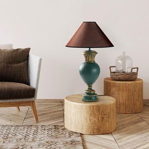 Lampa de masa, Opviq, 897TNL1118, Verde/Maro imagine