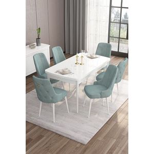 Set masa extensibila si scaune, Hanah Home, Are, Alb / Verde de mare imagine