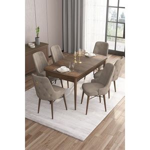 Set masa extensibila si scaune, Hanah Home, Are, Baroc / Cappuccino imagine