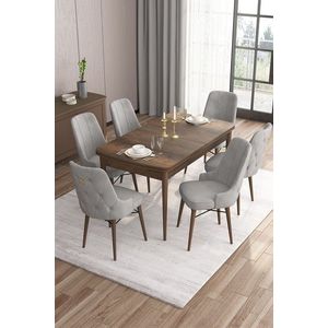 Set masa extensibila si scaune, Hanah Home, Are, Baroc / Gri imagine