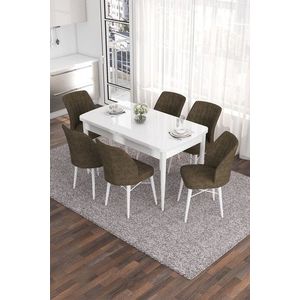 Set masa extensibila si scaune, Hanah Home, Eva, Alb/Maro imagine