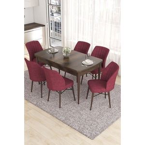 Set masa extensibila si scaune, Hanah Home, Eva, Baroc / Burgundia imagine