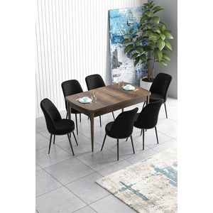 Set masa extensibila si scaune, Hanah Home, Han, Baroc / Negru imagine