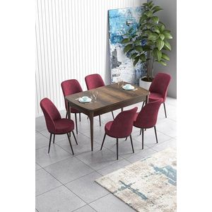 Set masa extensibila si scaune, Hanah Home, Han, Baroc / Burgundia imagine