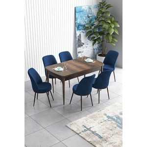 Set masa extensibila si scaune, Hanah Home, Han, Baroc / Albastru marin imagine