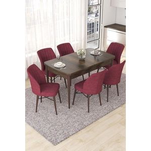 Set masa extensibila si scaune, Hanah Home, Nef, Baroc / Burgundia imagine