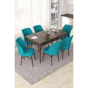 Set masa extensibila si scaune, Hanah Home, Nef, Baroc / Turcoaz imagine