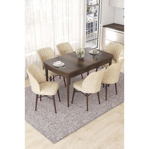 Set masa extensibila si scaune, Hanah Home, Nef, Baroc / Crem imagine