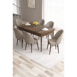 Set masa extensibila si scaune, Hanah Home, Roz, Baroc / Cappuccino imagine