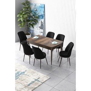 Set masa extensibila si scaune, Hanah Home, Zen, Baroc / Negru imagine