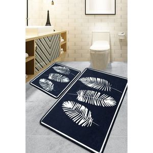 Set covorase de baie, L'essentiel Maison, Hoja, Poliester, Negru imagine