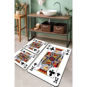 Set covorase de baie, L'essentiel Maison, Karo Playing Card, Poliester, Multicolor imagine