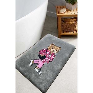 Covoras de baie, L'essentiel Maison, Boss Bear, 60x100 cm, Poliester, Fumuriu imagine