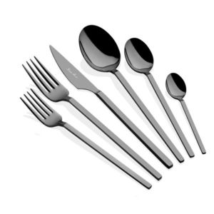 Set tacamuri, Hermia, 645DRM1234, Inox, Lingură de masă: 21, 3 cm (6 bucăți), Negru imagine