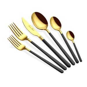 Set tacamuri, Hermia, 645DRM1223, Inox, Lingură de masă: 21, 3 cm (6 bucăți), Aur/Negru imagine