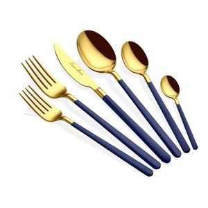 Set tacamuri, Hermia, 645DRM1224, Inox, Lingură de masă: 21, 3 cm (6 bucăți), Aur / Albastru imagine