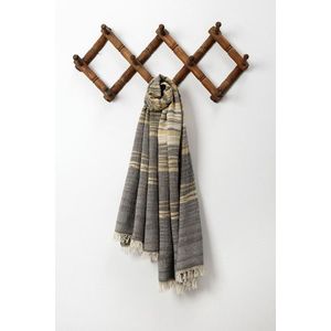 Prosop de plaja, L'essentiel Maison, Bali, 90x170 cm, Bumbac, Mustar / Negru imagine