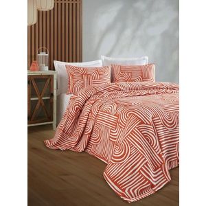 Cuvertura pique Single, L'essentiel Maison, Line Art, Bumbac, Caramiziu imagine