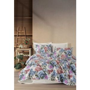 Set cuvertura pique Single 2 piese, L'essentiel Maison, Lotus, Bumbac, Albastru imagine