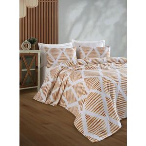 Set cuvertura pique dubla 3 piese, L'essentiel Maison, Segment, Bumbac, Galben mustar imagine