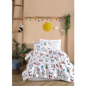 Set cuvertura pique Single, L'essentiel Maison, LovePandas, Bumbac, Alb imagine