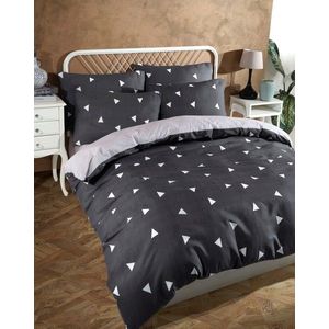 Lenjerie de pat dubla, L'essentiel Maison, Geometirk, 65% bumbac/35% poliester, Gri imagine