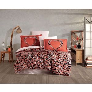 Lenjerie de pat dubla, L'essentiel Maison, Aura, Coral / Pudră / Negru imagine