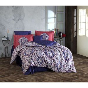 Set de huse de pilotă duble din satin Tencel, L'essentiel Maison, Amanda, Mov / Gri / Roșu imagine