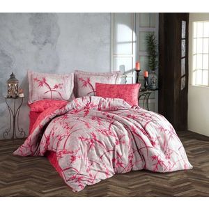 Set de huse de pilotă duble din satin Tencel, L'essentiel Maison, Jasmin, Roz / Roșu / Gri imagine