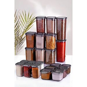 Set recipiente depozitare, Hermia, 430KSV1625, Dimensiune: 10 x 10 x 16, 5 cm / 1200 ml (6 bucăți) , Antracit imagine