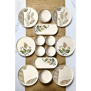 Set de mic dejun, Hermia, 430KSV6252, Platou: 25 x 11 x 3, 5 cm (2 bucăți), Maro / Verde imagine