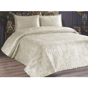 Set cuvertura de pat dubla 3 piese, L'essentiel Maison, Velica, Crem imagine