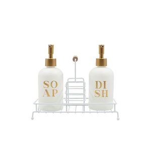 Set dozator de sapun, Hermia, 127RKL1427, Suport metalic (1 bucată), Alb imagine