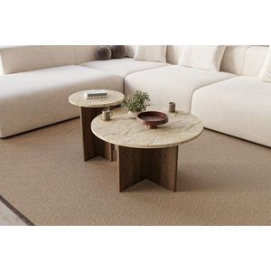 Set masute de cafea, Hanah Home, Private, Travertin / Nuc imagine