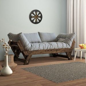 Canapea de gradina cu 2 locuri, Hanah Home, CPT8113-210, Nuc / Gri imagine