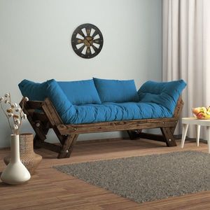 Canapea de gradina cu 2 locuri, Hanah Home, CPT8115-210, Nuc / Albastru imagine