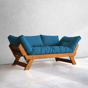 Canapea de gradina cu 2 locuri, Hanah Home, CPT8104-210, Teak / Albastru imagine