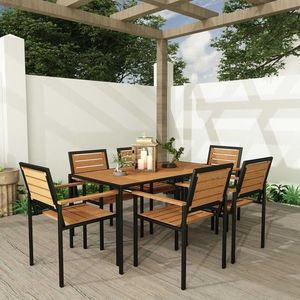 Set masa si scaune de gradina 7 piese, Hanah Home, CPT7707-150, Maro imagine