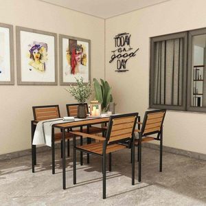 Set masa si scaune de gradina 5 piese, Hanah Home, CPT7706-150, Maro imagine