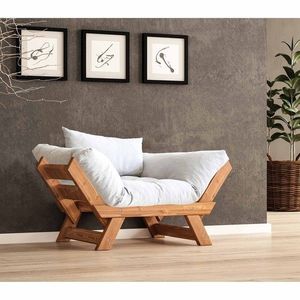 Fotoliu de gradina, Hanah Home, CPT8151-140, Teak / Alb imagine