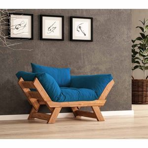 Fotoliu de gradina, Hanah Home, CPT8156-140, Teak / Albastru imagine