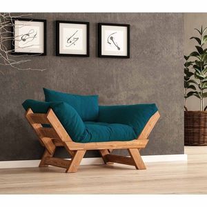 Fotoliu de gradina, Hanah Home, CPT8158-140, Teak / Verde Petrol imagine