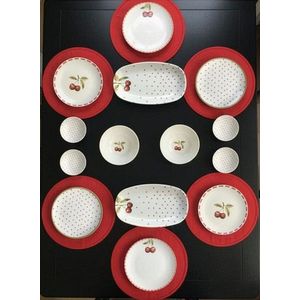Set de mic dejun, Hermia, 126MBM1401, Bol: 13 x 13 x 4 cm (2 bucăți), Alb / Roșu imagine