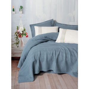 Set cuvertura pique dubla, L'essentiel Maison, Pebble, Indigo imagine