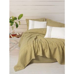 Set cuvertura pique dubla, L'essentiel Maison, Pebble, Galben mustar imagine