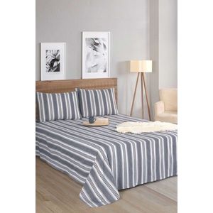 Set de pat dublu (cearceaf cu elastic si perne) 3 piese, L'essentiel Maison, Soft Line, Antracit imagine