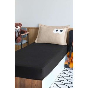 Set de pat pentru o persoana (cearceaf cu elastic si perna) 2 piese, L'essentiel Maison, Funny, Negru/Maro imagine