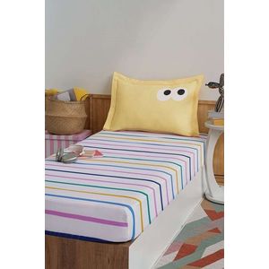 Set de pat pentru o persoana (cearceaf cu elastic si perna) 2 piese, L'essentiel Maison, Funny Cizgili, Galben imagine