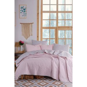 Set cuvertura de pat dubla 3 piese, L'essentiel Maison, Solid, Pulbere / Gri imagine